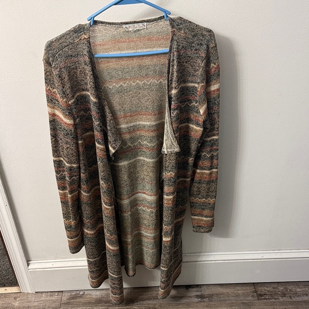 It's Our Time Earthy Toned Striped Cardigan
